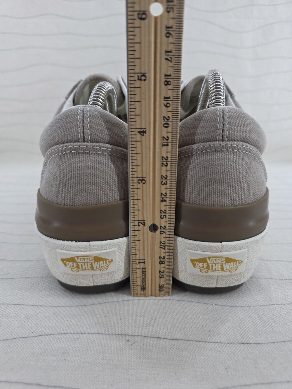 Vans Womens Old Skool Stacked Canvas Taupe Cream Platform Sneakers Shoes Size 9 - Picture 6 of 16